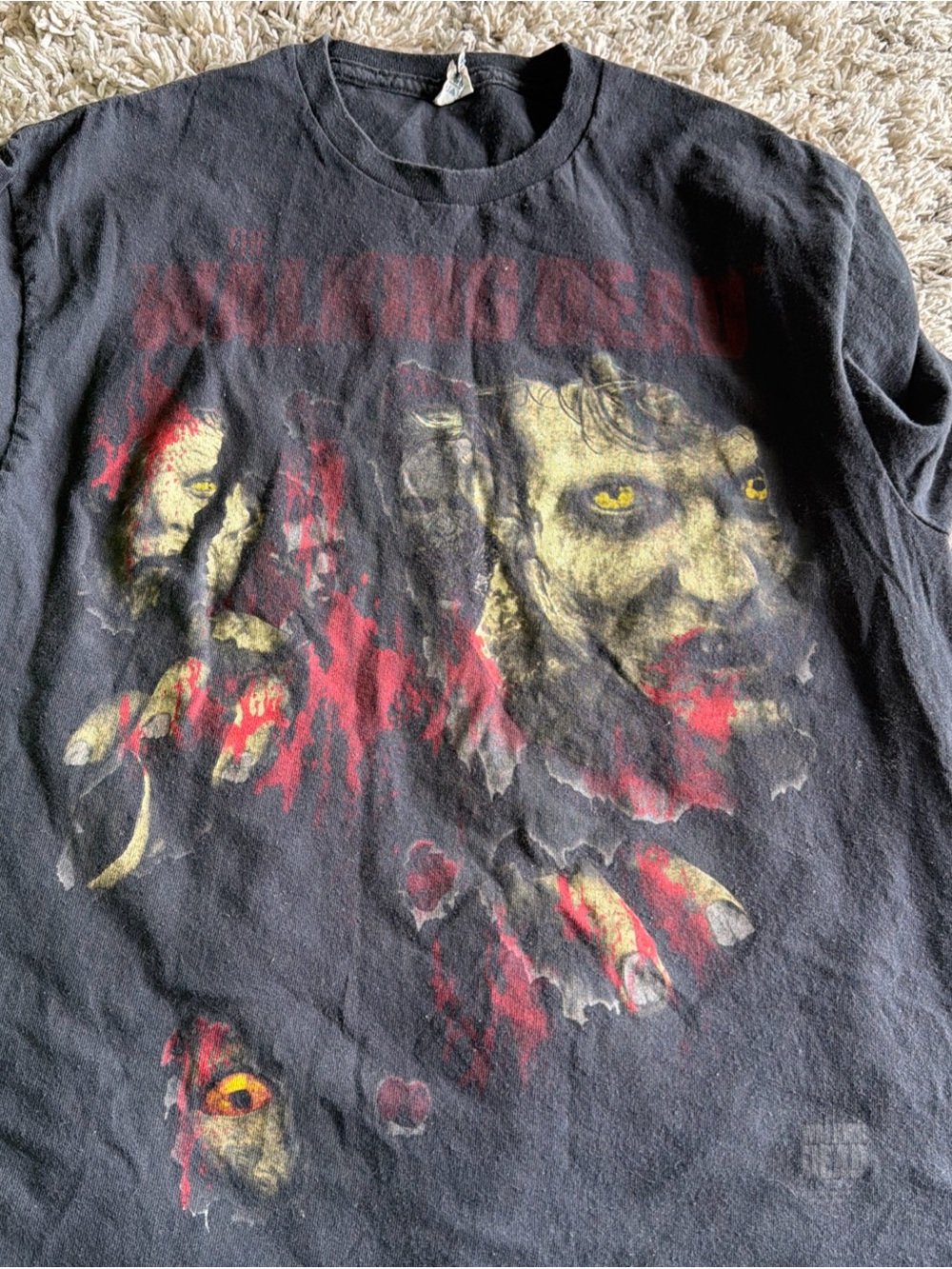 Horror Graphic Tee with Yellow-Eyed Monster and Red Accents - Picture 2 of 3